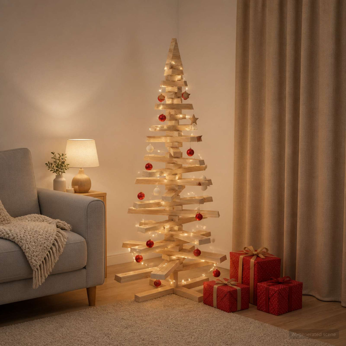 vidaXL Wooden Christmas Tree KOTKA 120 cm Solid Pine Wood Natural