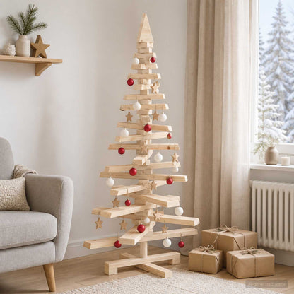 vidaXL Wooden Christmas Tree KOTKA 120 cm Solid Pine Wood Natural