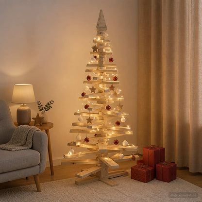 vidaXL Wooden Christmas Tree KOTKA 150 cm Solid Pine Wood Natural