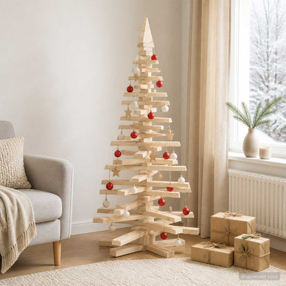 vidaXL Wooden Christmas Tree KOTKA 150 cm Solid Pine Wood Natural