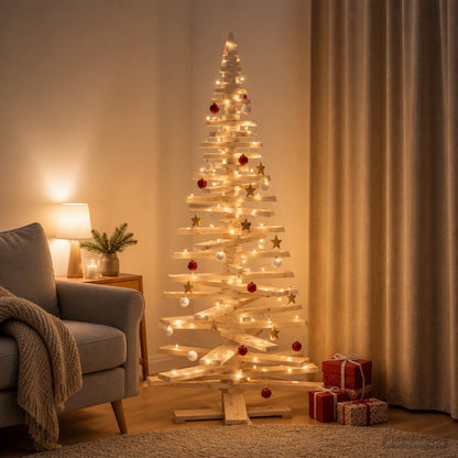 vidaXL Wooden Christmas Tree KOTKA 180 cm Solid Pine Wood Natural