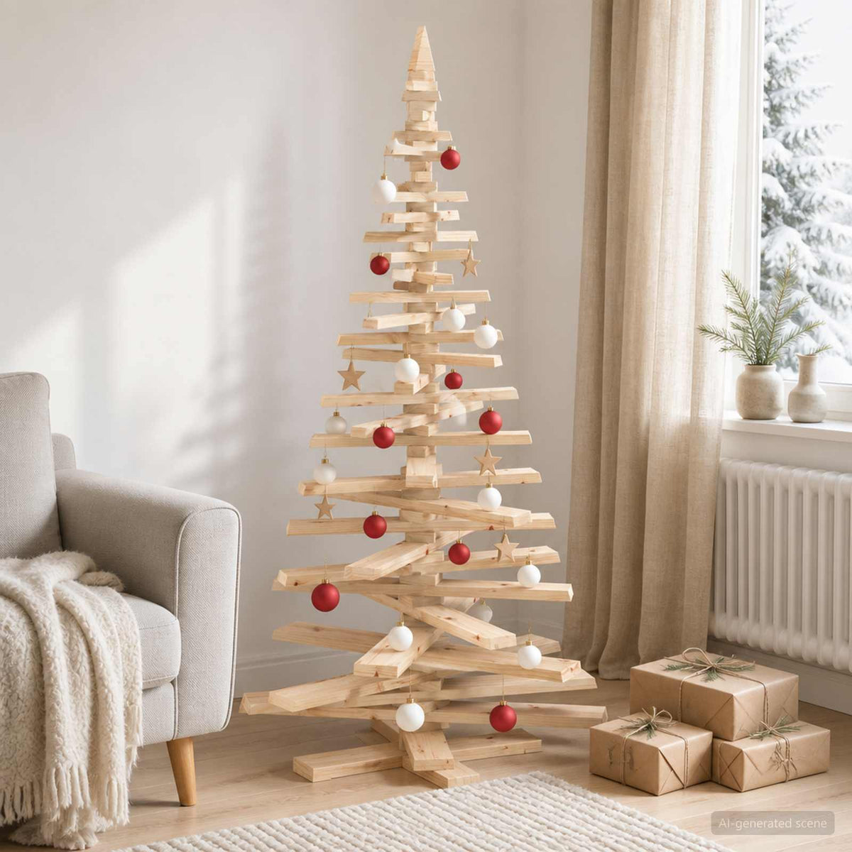 vidaXL Wooden Christmas Tree KOTKA 180 cm Solid Pine Wood Natural