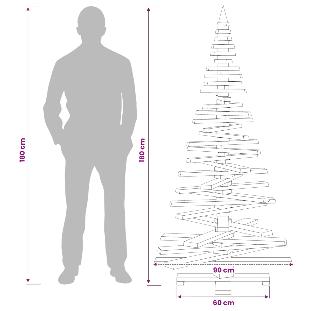 vidaXL Wooden Christmas Tree KOTKA 180 cm Solid Pine Wood Natural