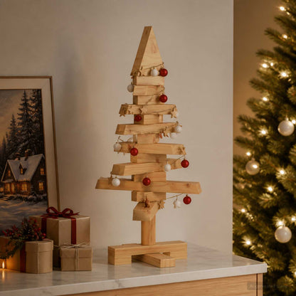 vidaXL Wooden Christmas Tree KOTKA 60 cm Solid Pine Wood Brown Finish