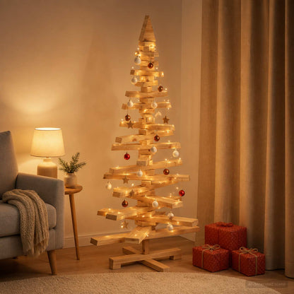 vidaXL Wooden Christmas Tree KOTKA 120 cm Solid Pine Wood Brown Finish