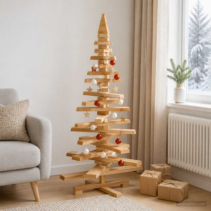 vidaXL Wooden Christmas Tree KOTKA 120 cm Solid Pine Wood Brown Finish