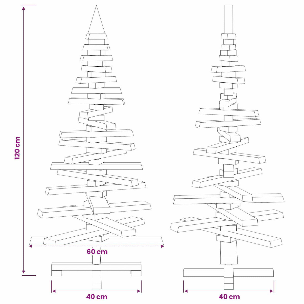 vidaXL Wooden Christmas Tree KOTKA 120 cm Solid Pine Wood Brown Finish