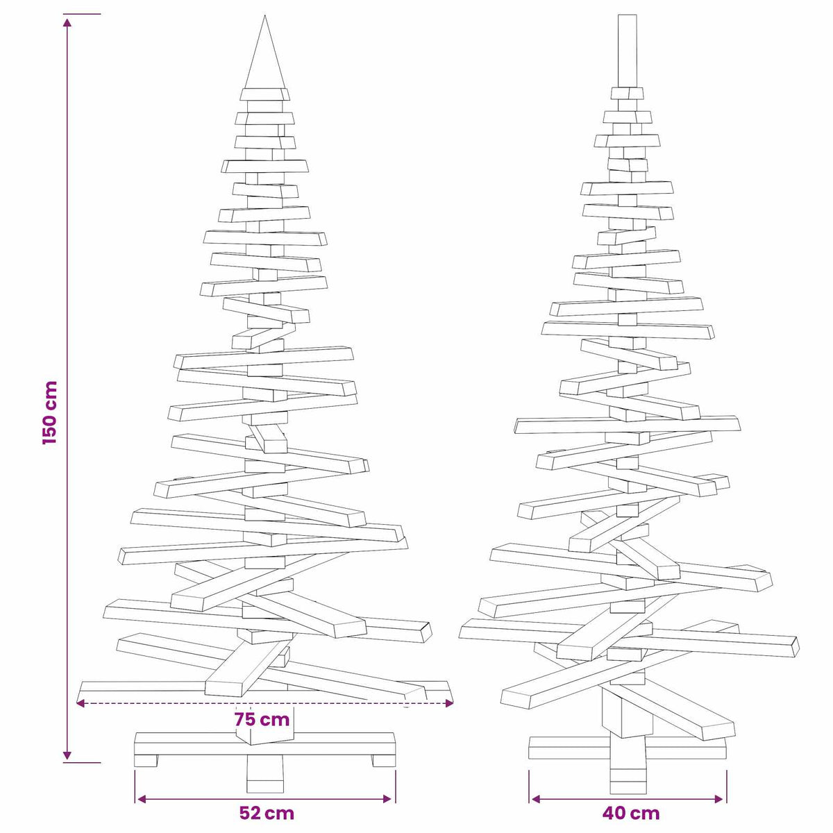 vidaXL Wooden Christmas Tree KOTKA 150 cm Solid Pine Wood
