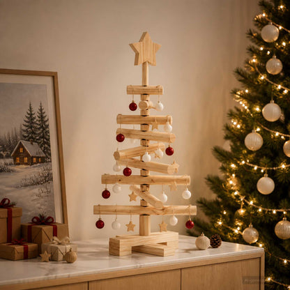 vidaXL Wooden Christmas Tree KOTKA 60 cm Solid Pine Wood Natural