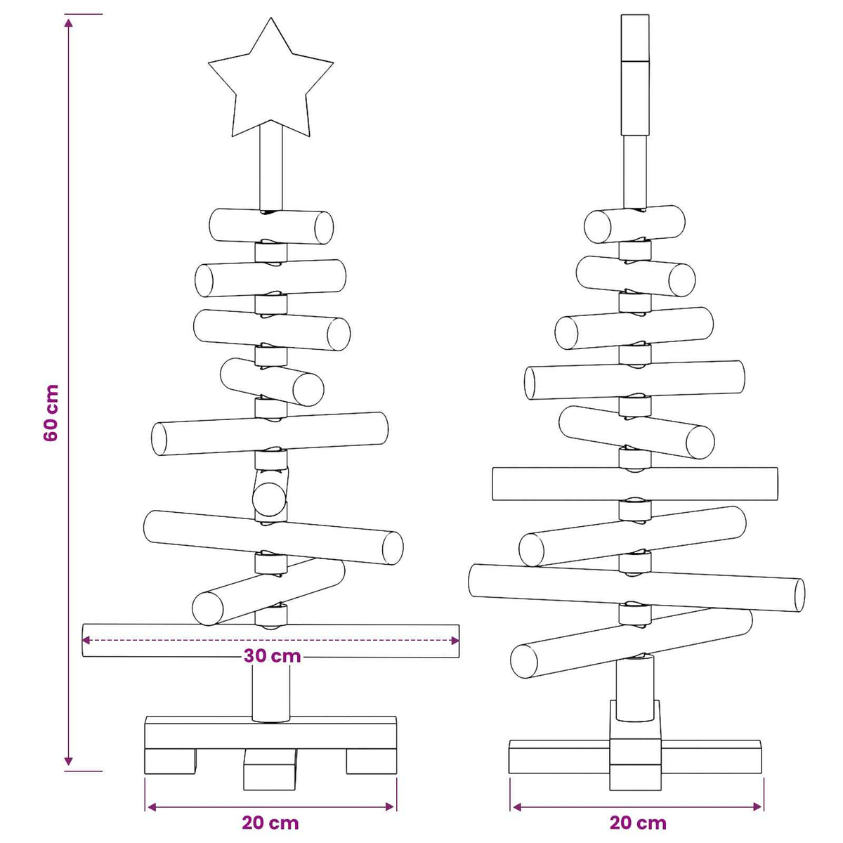 vidaXL Wooden Christmas Tree KOTKA 60 cm Solid Pine Wood Natural