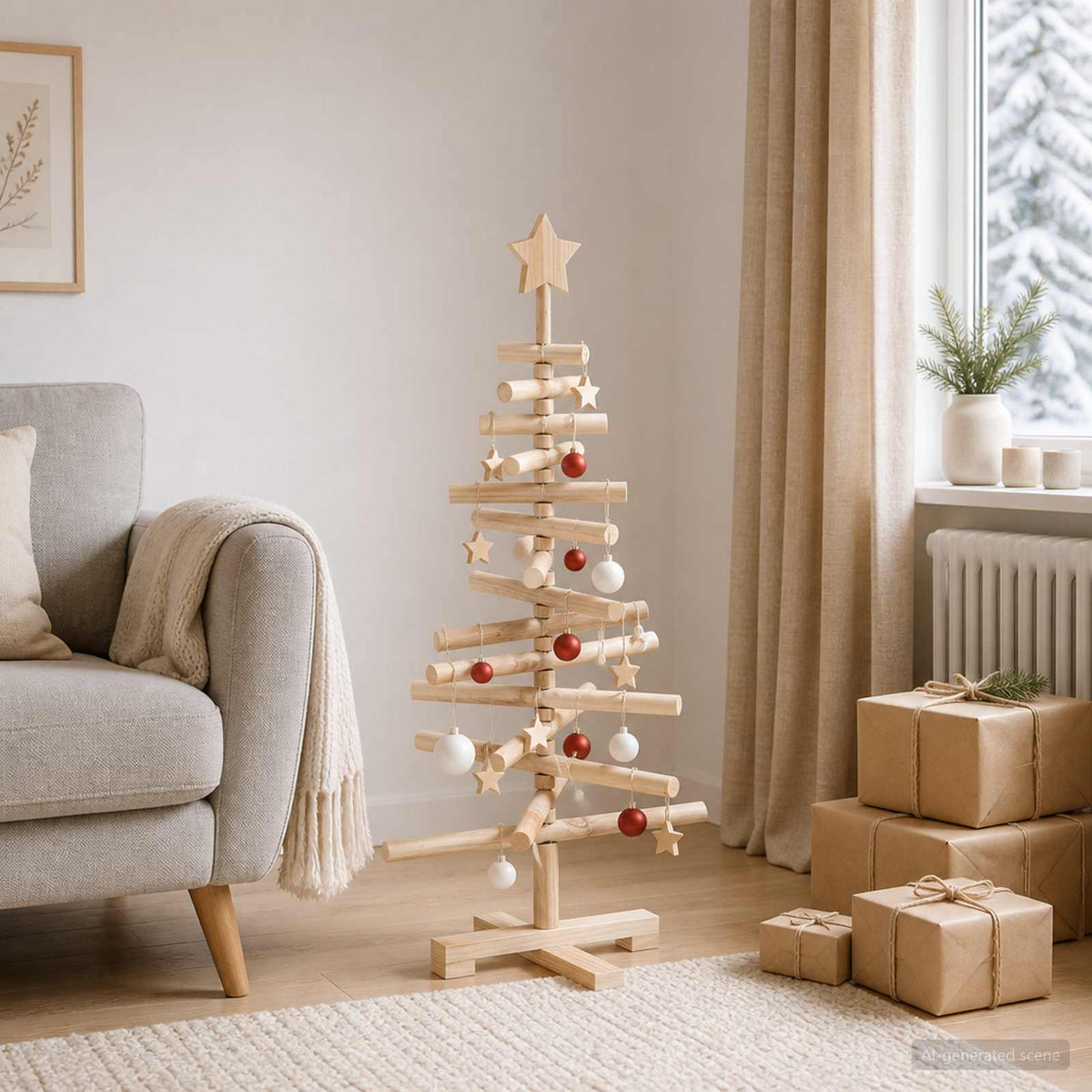 vidaXL Wooden Christmas Tree KOTKA 90 cm Solid Pine Wood Natural