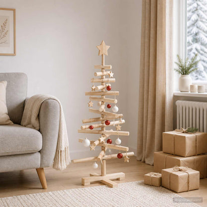 vidaXL Wooden Christmas Tree KOTKA 90 cm Solid Pine Wood Natural