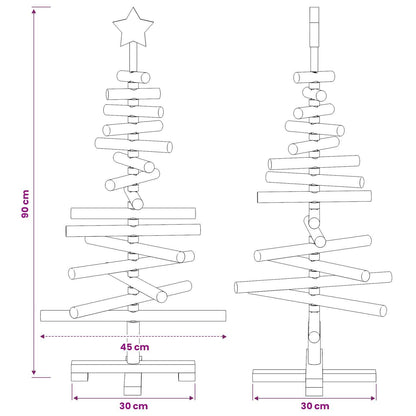 vidaXL Wooden Christmas Tree KOTKA 90 cm Solid Pine Wood Natural
