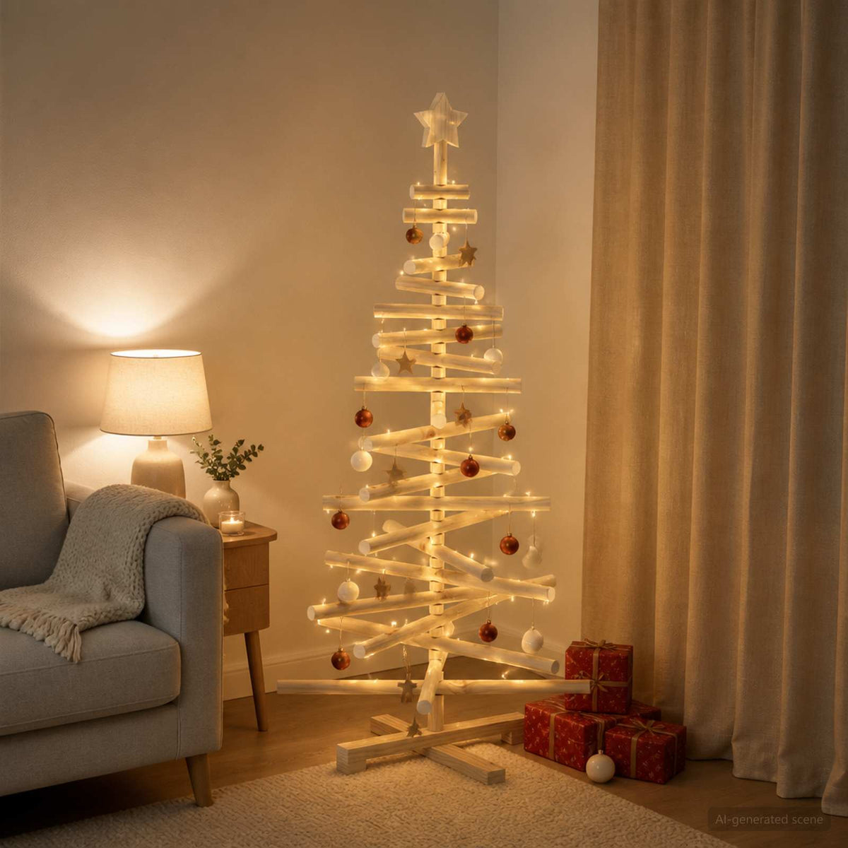 vidaXL Wooden Christmas Tree KOTKA 120 cm Solid Pine Wood Natural