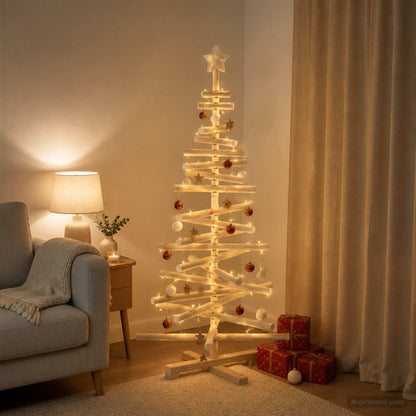 vidaXL Wooden Christmas Tree KOTKA 120 cm Solid Pine Wood Natural