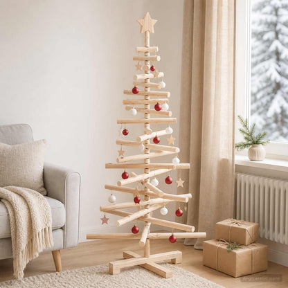 vidaXL Wooden Christmas Tree KOTKA 120 cm Solid Pine Wood Natural