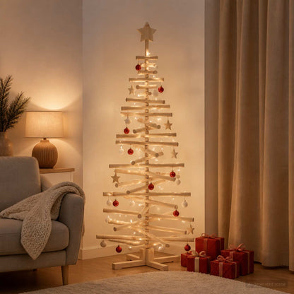 vidaXL Wooden Christmas Tree KOTKA 150 cm Solid Pine Wood Natural