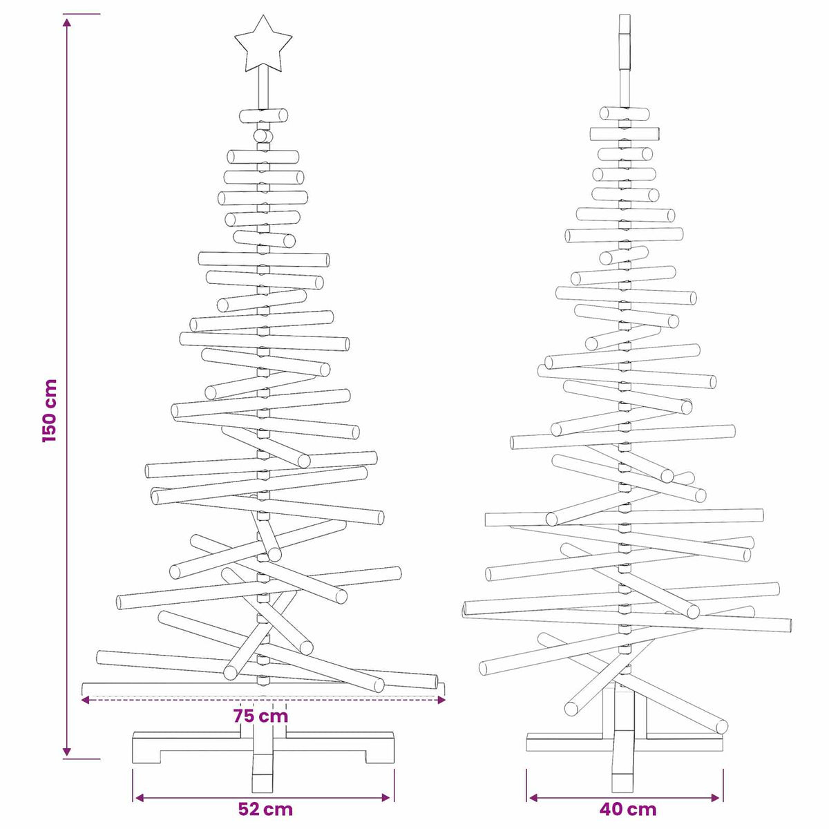 vidaXL Wooden Christmas Tree KOTKA 150 cm Solid Pine Wood Natural
