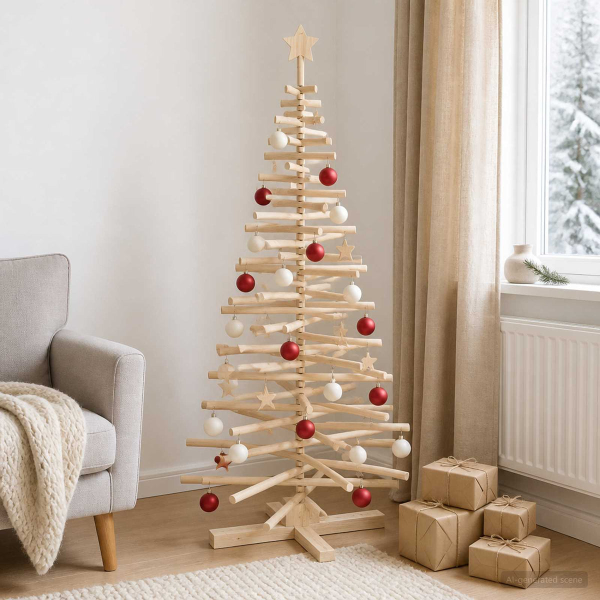vidaXL Wooden Christmas Tree KOTKA 180 cm Solid Pine Wood Natural