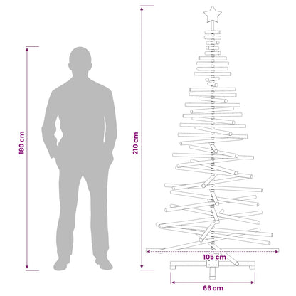 vidaXL Wooden Christmas Tree KOTKA 210 cm Solid Pine Wood Natural
