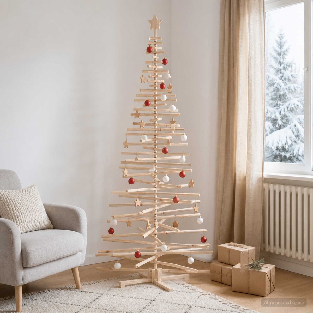 vidaXL Wooden Christmas Tree KOTKA 240 cm Solid Pine Wood Natural