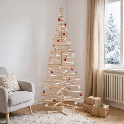 vidaXL Wooden Christmas Tree KOTKA 240 cm Solid Pine Wood Natural