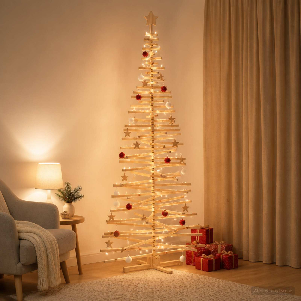 vidaXL Wooden Christmas Tree KOTKA 240 cm Solid Pine Wood Natural