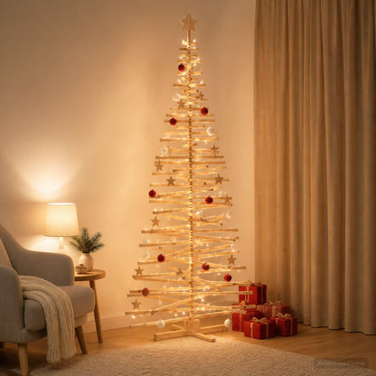vidaXL Wooden Christmas Tree KOTKA 240 cm Solid Pine Wood Natural