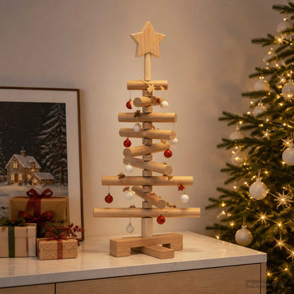 vidaXL Wooden Christmas Tree KOTKA 60 cm Solid Pine Wood Brown Finish