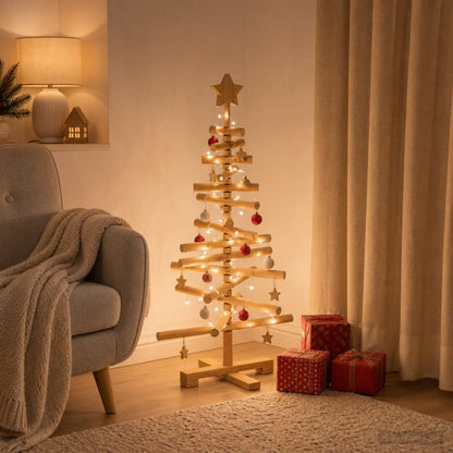 vidaXL Wooden Christmas Tree KOTKA 90 cm Solid Pine Wood Brown Finish