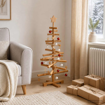 vidaXL Wooden Christmas Tree KOTKA 90 cm Solid Pine Wood Brown Finish