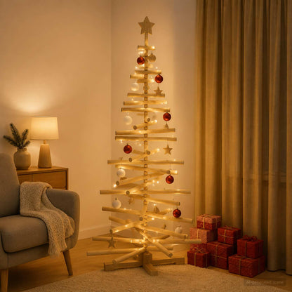 vidaXL Wooden Christmas Tree KOTKA 150 cm Solid Pine Wood Brown Finish