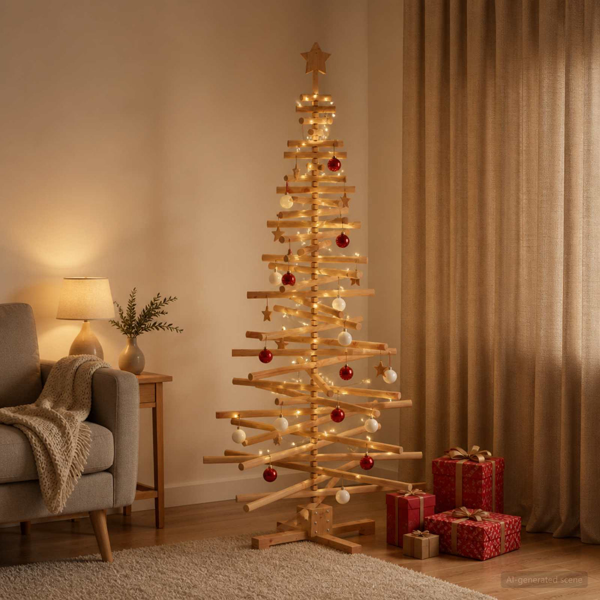 vidaXL Wooden Christmas Tree KOTKA 180 cm Solid Pine Wood Brown Finish