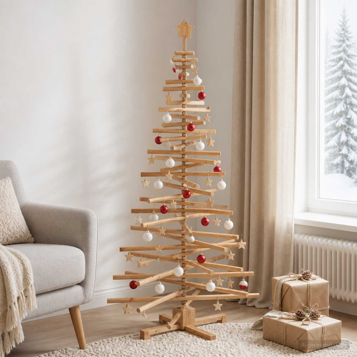 vidaXL Wooden Christmas Tree KOTKA 180 cm Solid Pine Wood Brown Finish