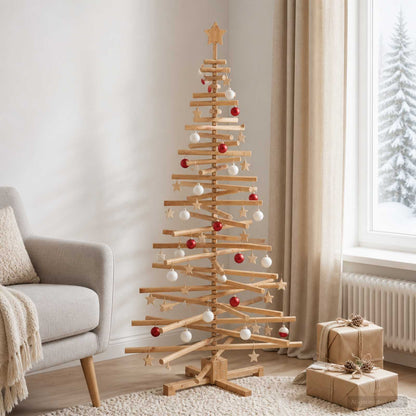 vidaXL Wooden Christmas Tree KOTKA 180 cm Solid Pine Wood Brown Finish