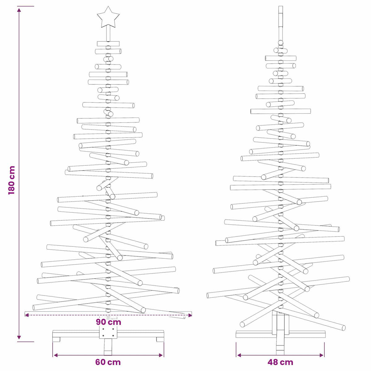 vidaXL Wooden Christmas Tree KOTKA 180 cm Solid Pine Wood Brown Finish