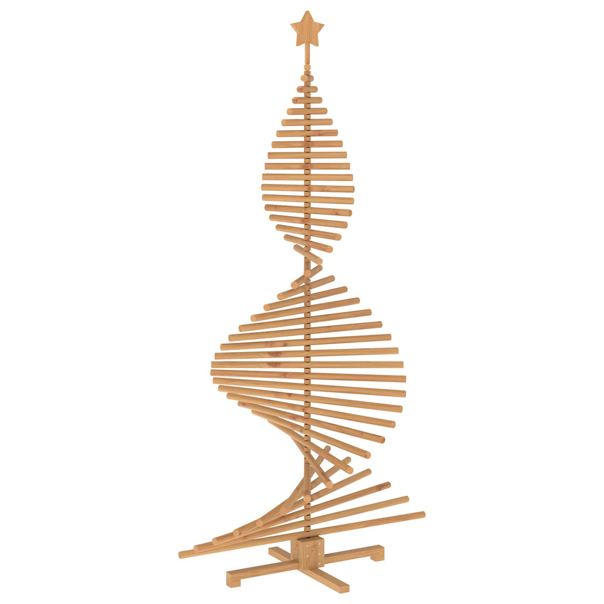 vidaXL Wooden Christmas Tree KOTKA 210 cm Solid Pine Wood Brown Finish