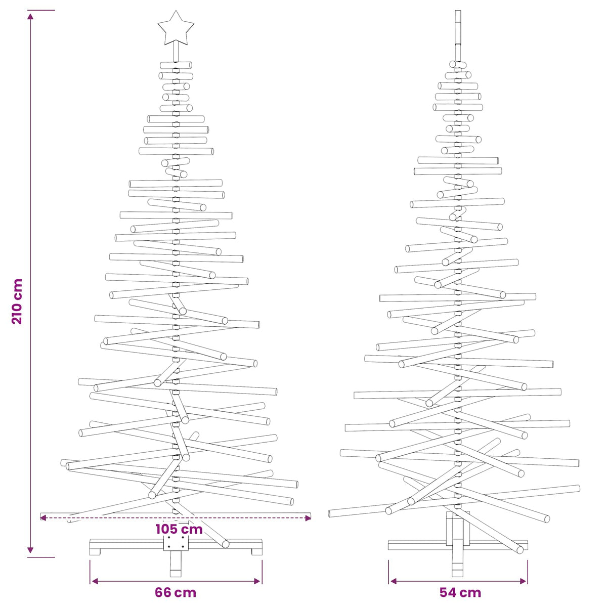 vidaXL Wooden Christmas Tree KOTKA 210 cm Solid Pine Wood Brown Finish