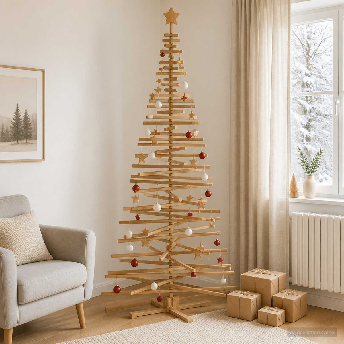 vidaXL Wooden Christmas Tree KOTKA 240 cm Solid Pine Wood Brown Finish