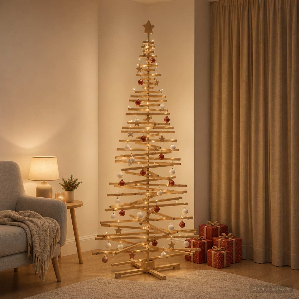 vidaXL Wooden Christmas Tree KOTKA 240 cm Solid Pine Wood Brown Finish