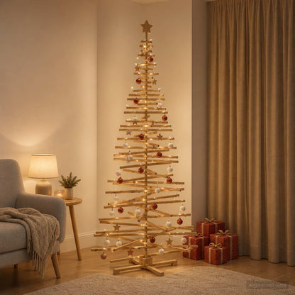 vidaXL Wooden Christmas Tree KOTKA 240 cm Solid Pine Wood Brown Finish