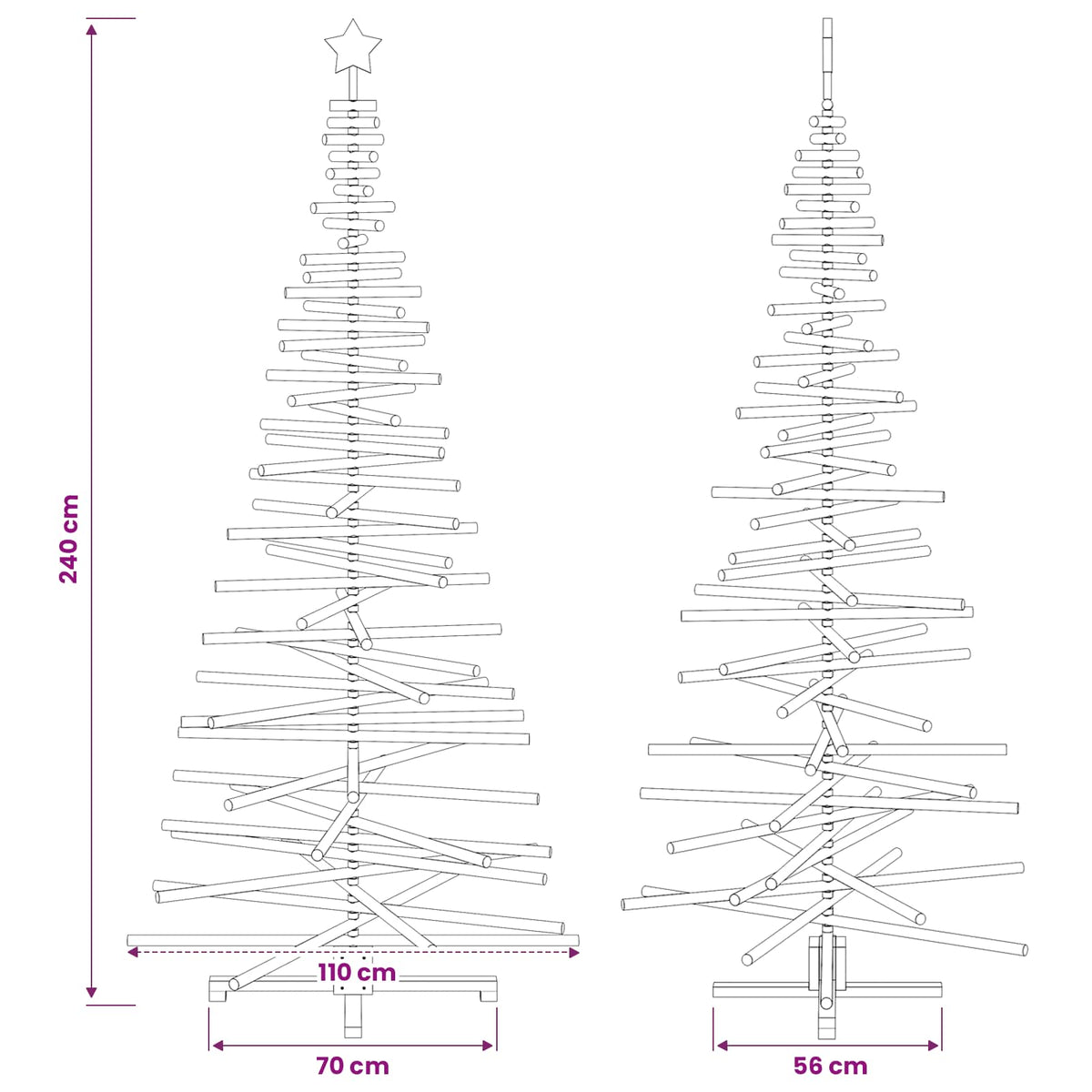 vidaXL Wooden Christmas Tree KOTKA 240 cm Solid Pine Wood Brown Finish