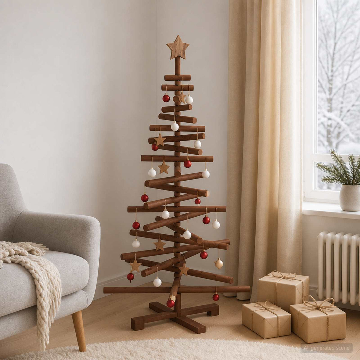 vidaXL Wooden Christmas Tree KOTKA 120 cm Solid Pine Wood