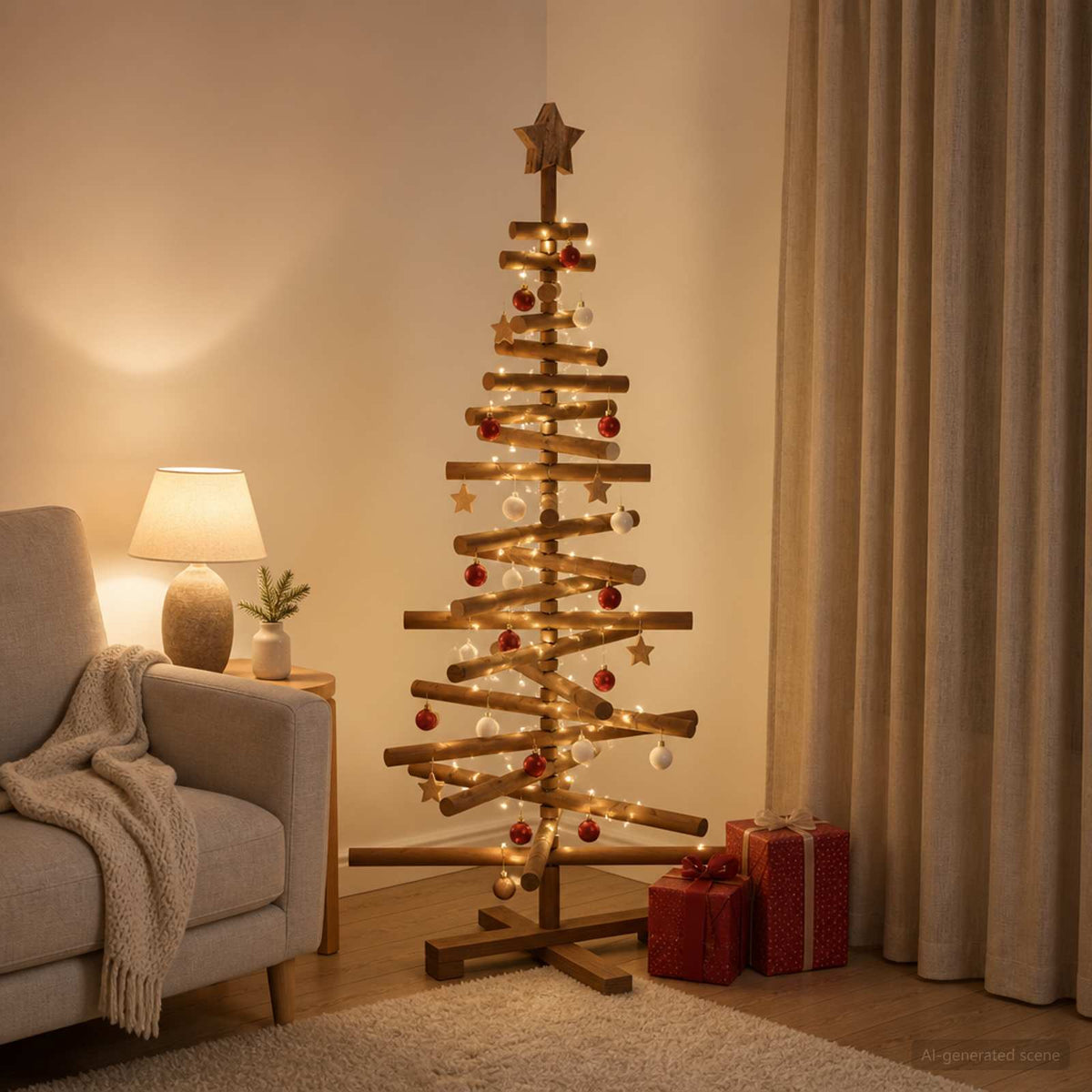 vidaXL Wooden Christmas Tree KOTKA 120 cm Solid Pine Wood