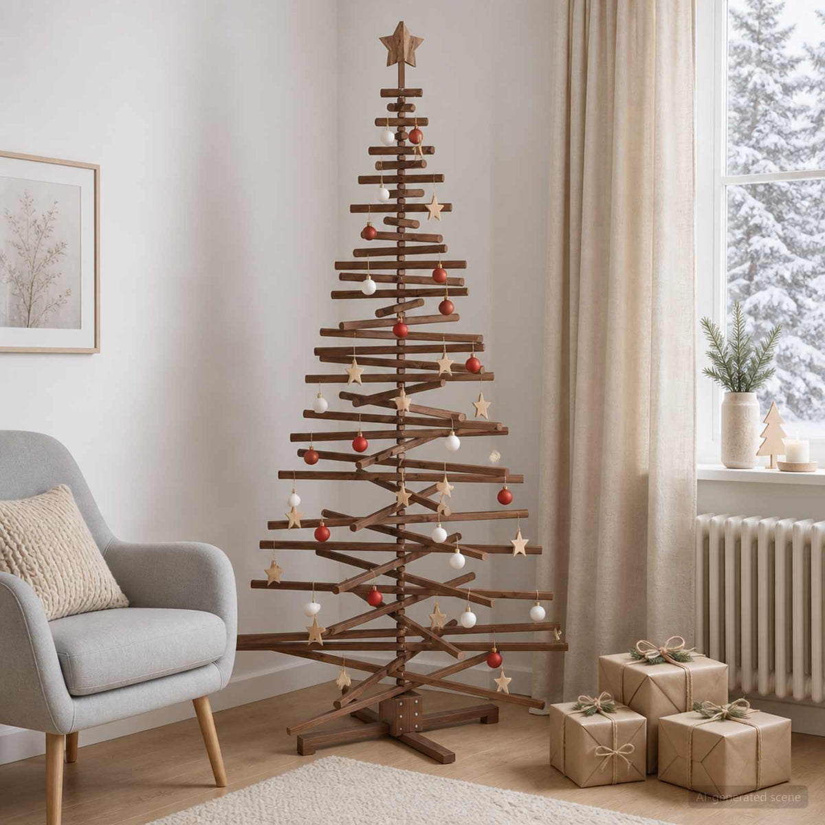 vidaXL Wooden Christmas Tree KOTKA 210 cm Solid Pine Wood