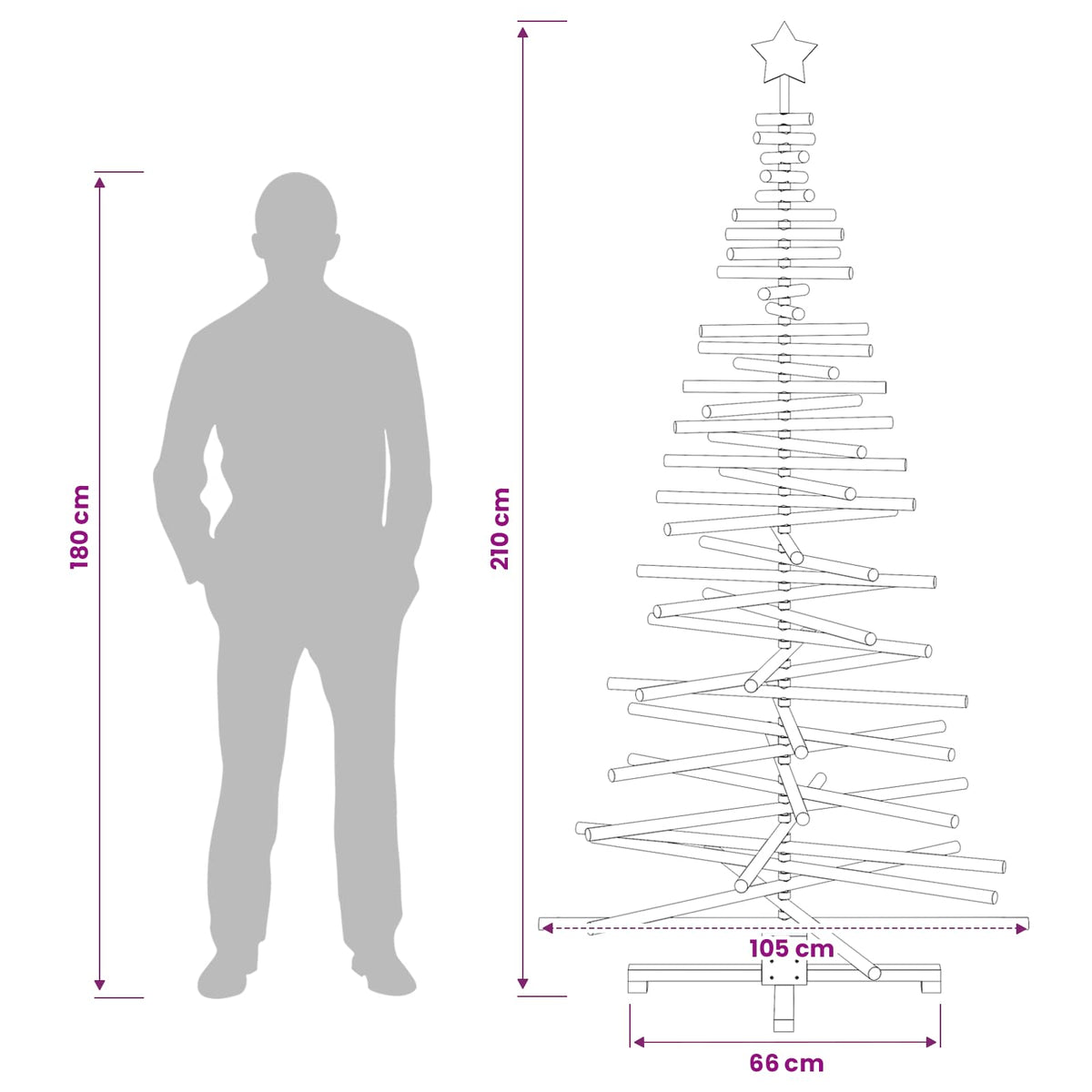 vidaXL Wooden Christmas Tree KOTKA 210 cm Solid Pine Wood