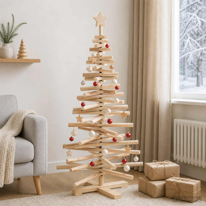 vidaXL Wooden Christmas Tree KOTKA 120 cm Solid Pine Wood Natural