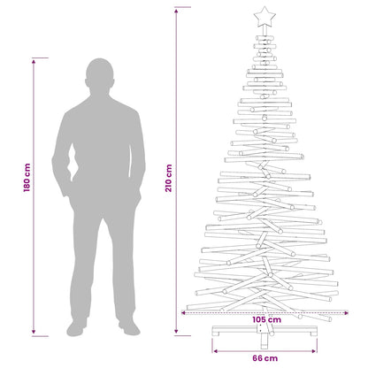 vidaXL Wooden Christmas Tree KOTKA 210 cm Solid Pine Wood Natural