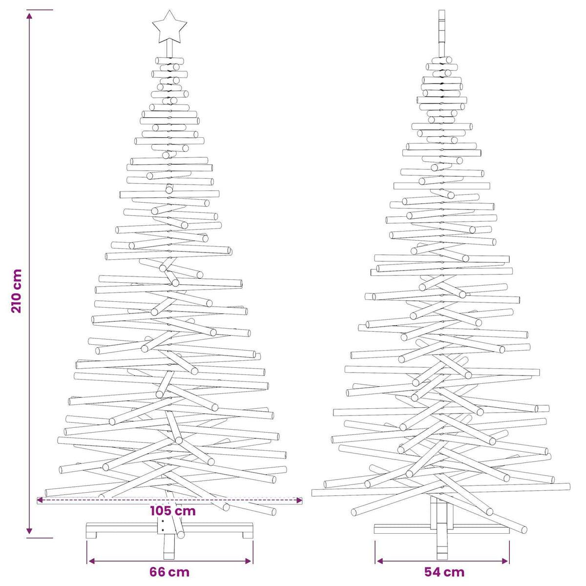 vidaXL Wooden Christmas Tree KOTKA 210 cm Solid Pine Wood Natural