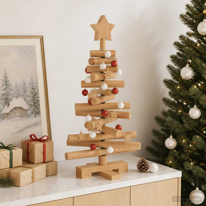 vidaXL Wooden Christmas Tree KOTKA 60 cm Solid Pine Wood Brown Finish
